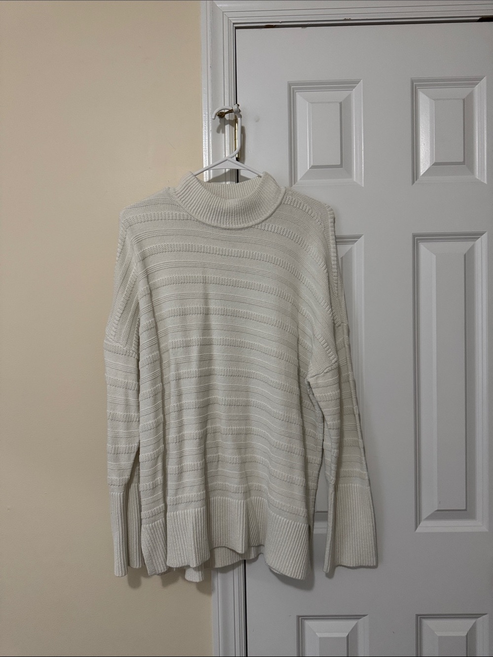 LOFT Cream Ribbed Turtleneck Sweater